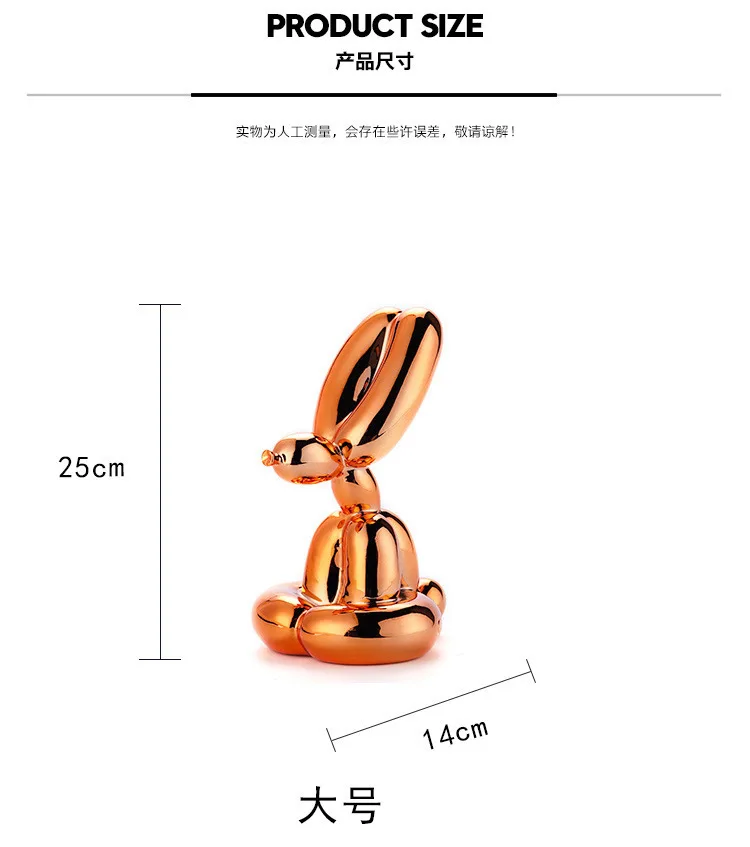 Resin Balloon Rabbit Art Figurine Craft Jeff Koons Shiny Balloon Dog Statue Home Decor Decoration Accessories Xmas Gift