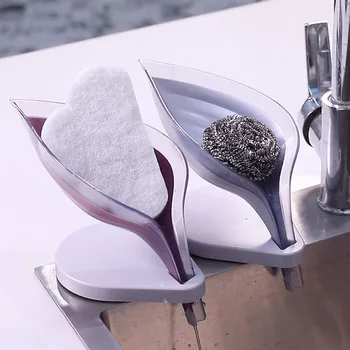 

Drain Soap Box Kitchen Storage Rack Multifunction Punch-Free Suction Cup Box Bathroom Drain Rack Leaf Storage Shelf