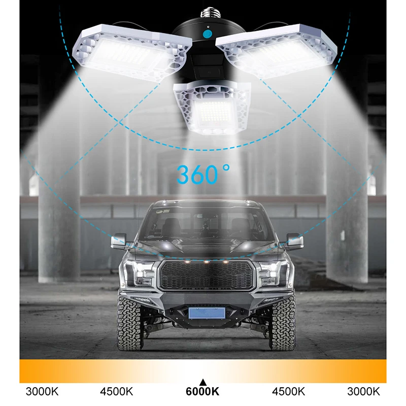 Светодиодный фары гараж 60/80/100W 7200LM деформируемая игрушка потолочня Люстра для полной областях склада мастерской NJ88