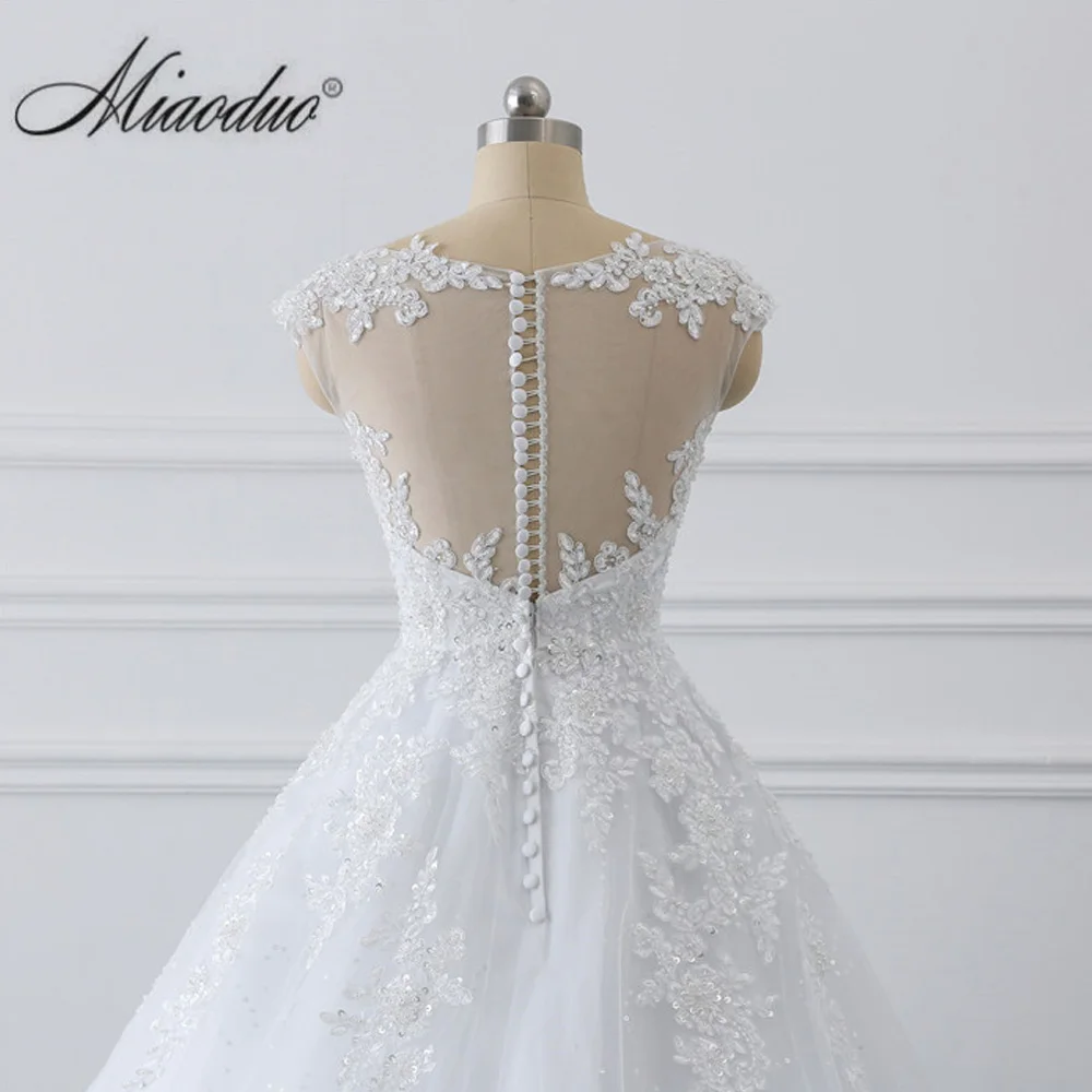 miaoduoWedding Dresses Plus Size Ball Gown Lace Appliques Beading Bride Gowns Cap Sleeve Vestidos de novia 2022 Свадебные платья second hand wedding dresses