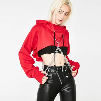 

sweatshirt women Gothic Punk Long Sleeve Hooded Sweatshirt Casual Pullover short streetwear oversized hoodie sudaderas para muje