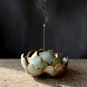 

Buddha Lotus Incense Burner Candle Plate Difuser Metal Wax Melt Burners Ceramic Living Room Bruleur Encens Zen Decor EB5XX