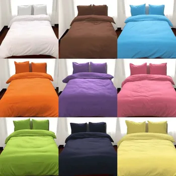 

FAROOT 3PCS Set Quilt Duvet Cover Bedding SET WITH Pillowcases Satin Stripe Single Double Bed Solid Color Quilt Cover Set