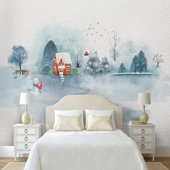 

Milofei manufacturers custom hand-painted ink landscape forest children's room living room bedroom background wallpaper mural