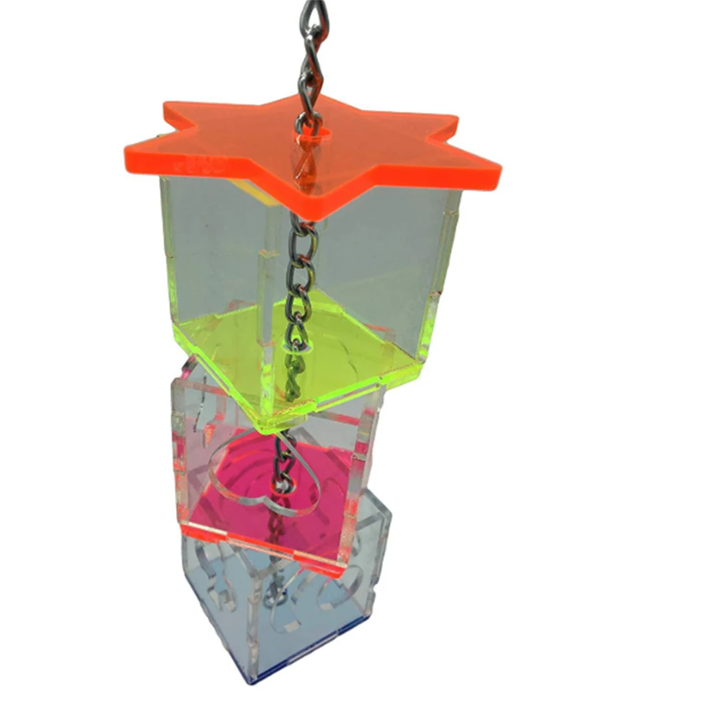 3 Layer Parrot Hanging Chewing Feeding Toy Bird Feeding Transparent Food Feeder Holder Hanging Forage Box Cage Toy
