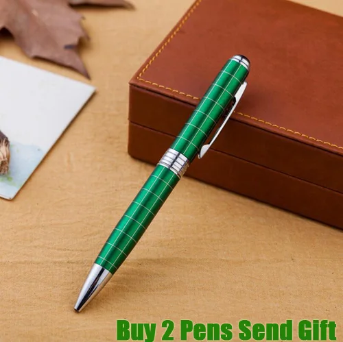 Модная дизайнерская Шариковая ручка для бизнеса, Высококачественная Роскошная металлическая ручка для письма, купить 2 ручки, отправить подарок - Цвет: Green Pen
