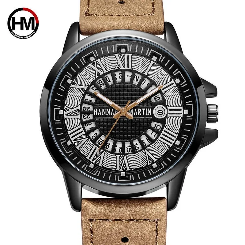2019 HM мужские Топ люксовый бренд римские цифровые модные креативные кварцевые мужские часы кожаные повседневные водонепроницаемые мужские