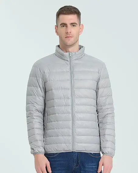 COGOXO бренд осень зима легкий пуховик Мужская мода с капюшоном короткий большой светильник Молодежный тонкий пальто H1 L-7XL - Цвет: Серый