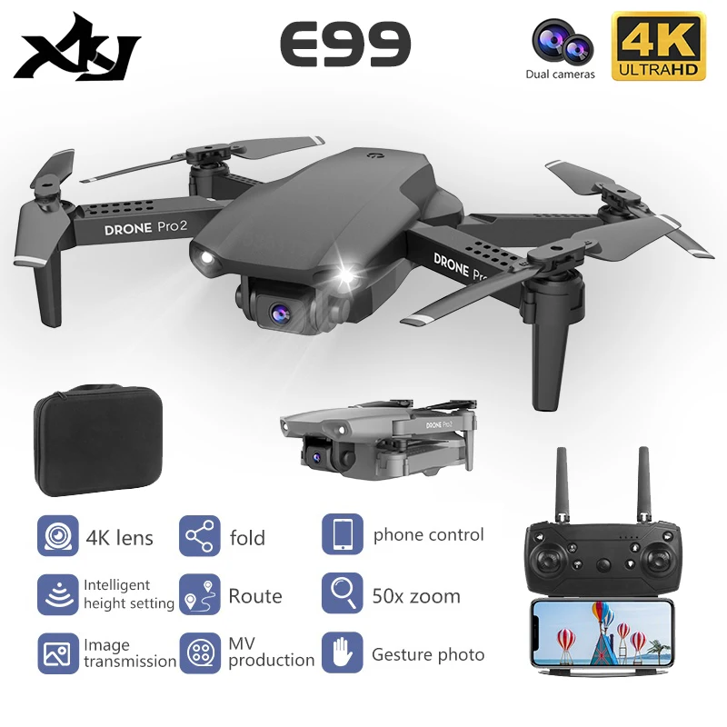 XKJ E99 RC Дрон Квадрокоптер с оптической Dual Core 4K HD Камера профессиональной аэрофотосъемки вертолет для