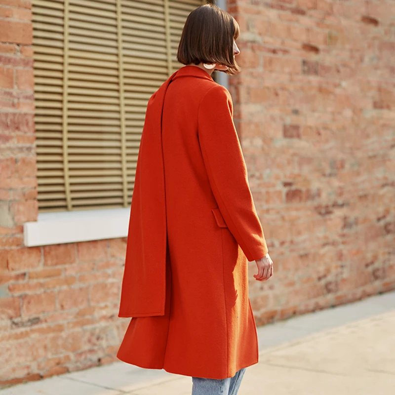 CHICEVER Vintage Irregular Women's Woolen Coats Scarf Collar Long Sleeve High Waist Autumn Winter Parkas For Female Clothing