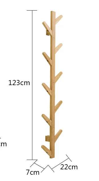 wood color24x7x123cm Вешалка для одежды, креативная стойка для шляп из цельного дерева, настенная подвесная домашняя декорация, бамбуковая мебель, настенная вешалка для одежды - Цвет: wood color24x7x123cm