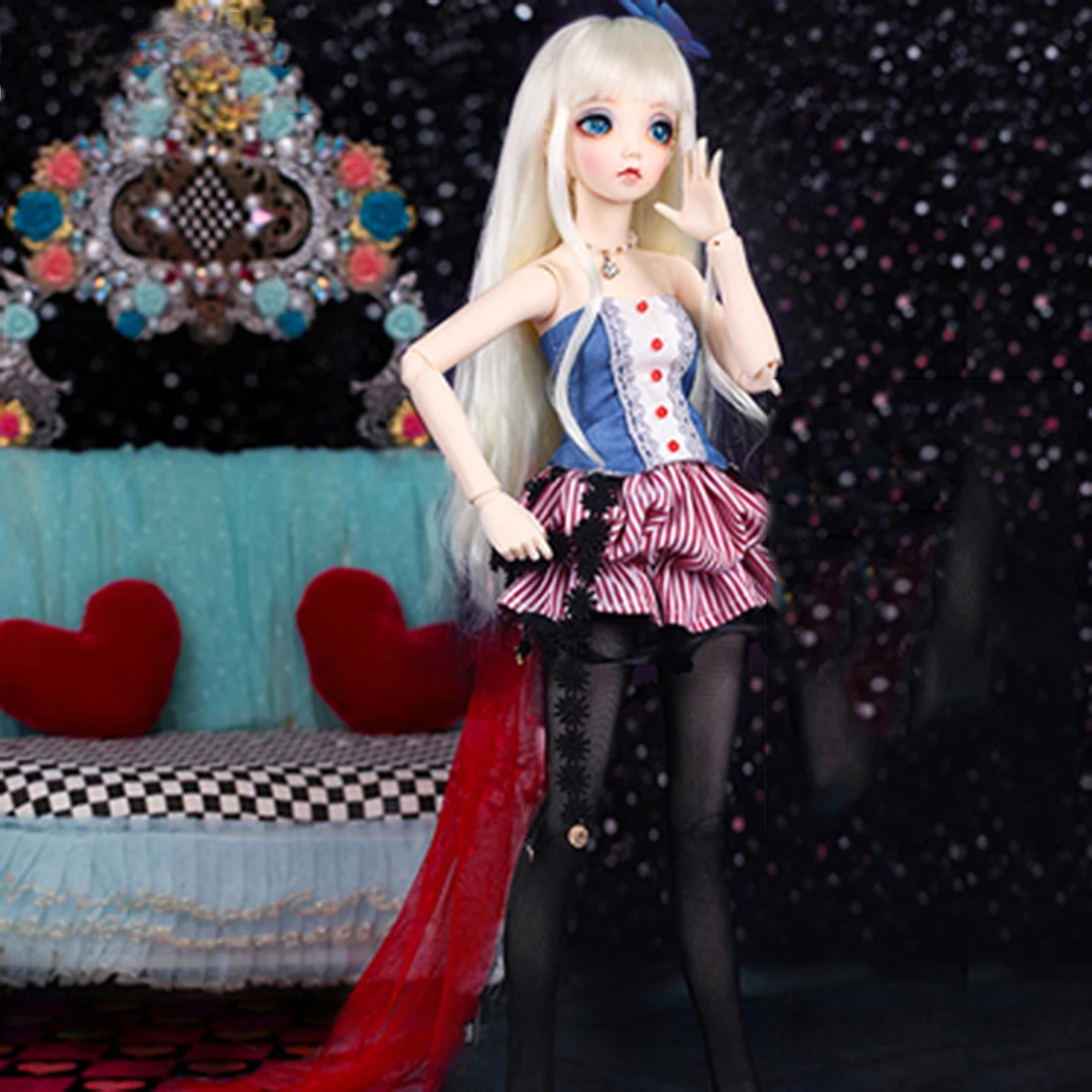 

40cm 1/4 BJD Dolls Female Ball Joints Doll Full Costume Set with Makeup and Eyes - Mio
