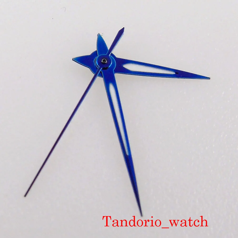 Blue Edge White Hands Fit Nh35 Nh36 Miyota 8215 821A Eta2824 Pt5000 Movimento Automatico Green Bright Metallic Arrow Watch Hands
