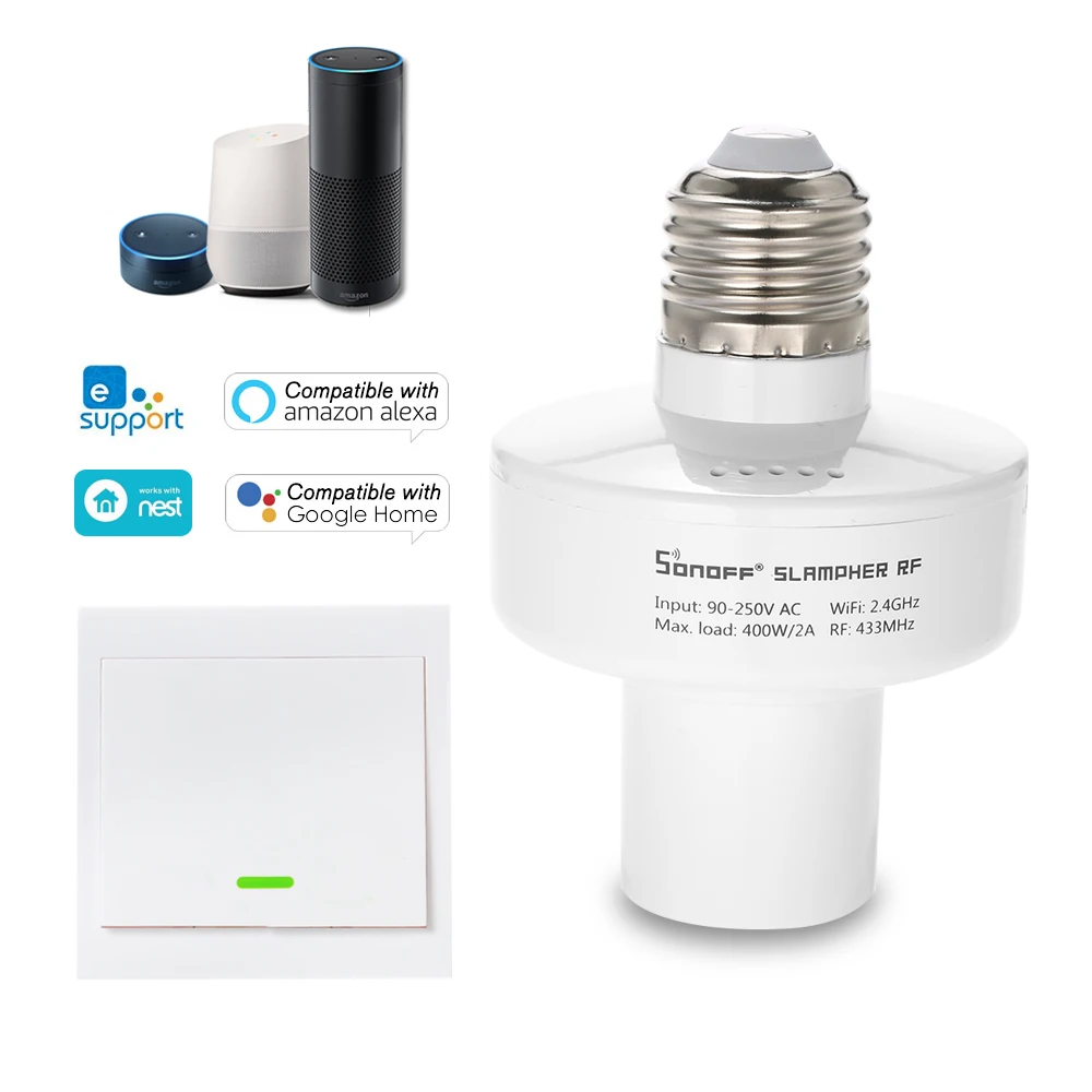 

SONOFF Slampher ITEAD WiFi Smart Light Bulb Holder 433MHz RF E27 Wireless Lamp Holder Compatible with Amazon Alexa