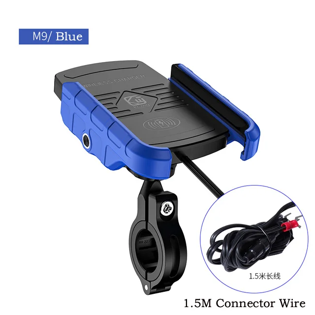 M9-BLUE Новые универсальные держатели для телефонов мотоцикла подставки DC Беспроводное зарядное устройство для телефона Подставка держатель мотоцикла держатель мобильного телефона 360 Вращающийся - Цвет: M9-BLUE