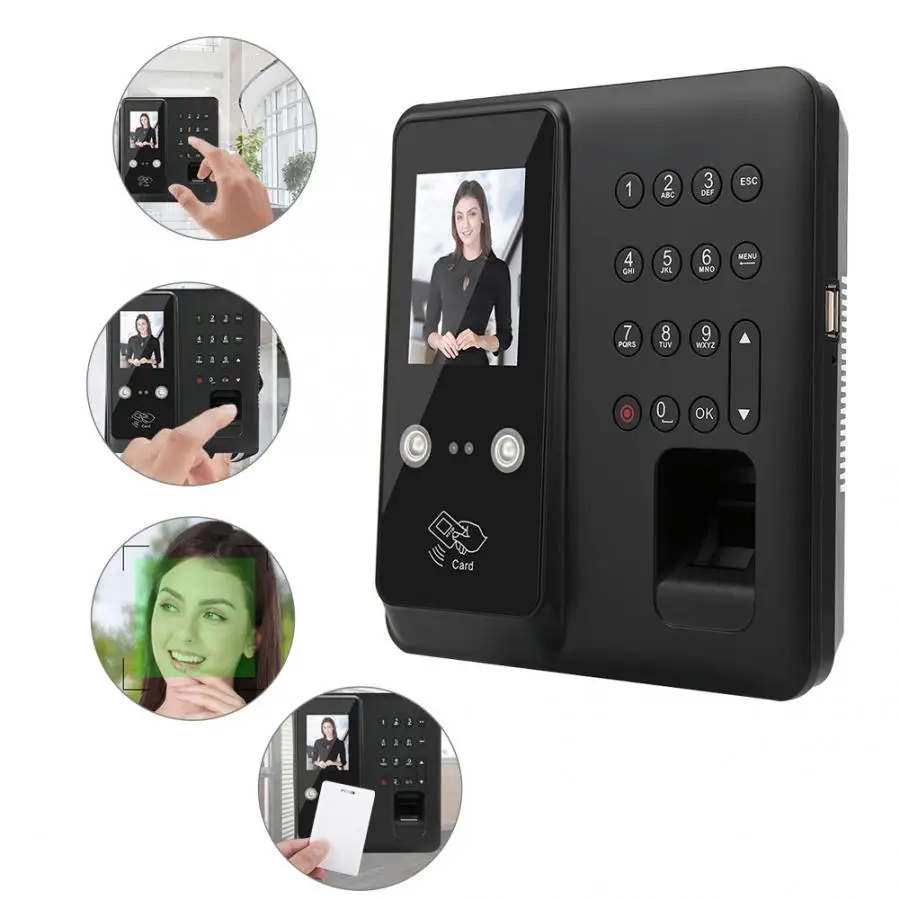 2.8in TFT TCP/IP 125KHZ Facial Fingerprint Access Control RFID Card Password Time Attendance Machine 100-240V