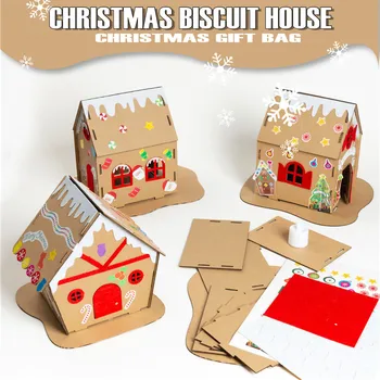 

Christmas 3D Wooden Puzzle Toys Jigsaw Architecture House DIY Manual Assembly Kit Kids Learning Wooden Toys for Children