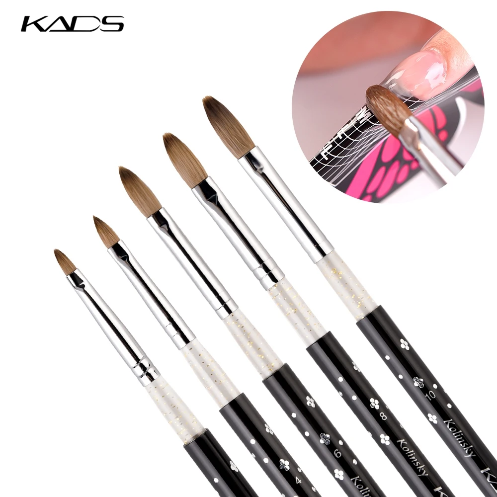 Nail Art Brushes Nail Brushes Nail Art Tools KADS Kolinsky Sable Acrylic Brush Size 2#/4#/6#/8#/10# Acrylic Brush Professional Black Kolinsky Sable Nail Brushes
