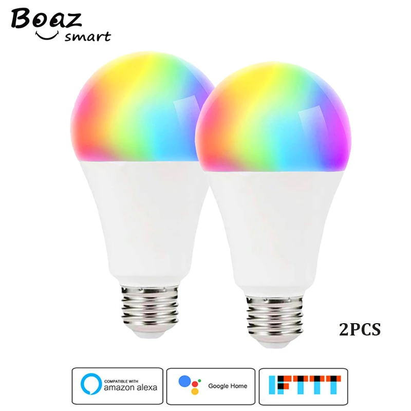 

Smart 7W E27 B22 WIFI Led Light Bulb Remote Control Smart Home Lamp RGBW Color Changing Compatible with Alexa google Home 2 pcs