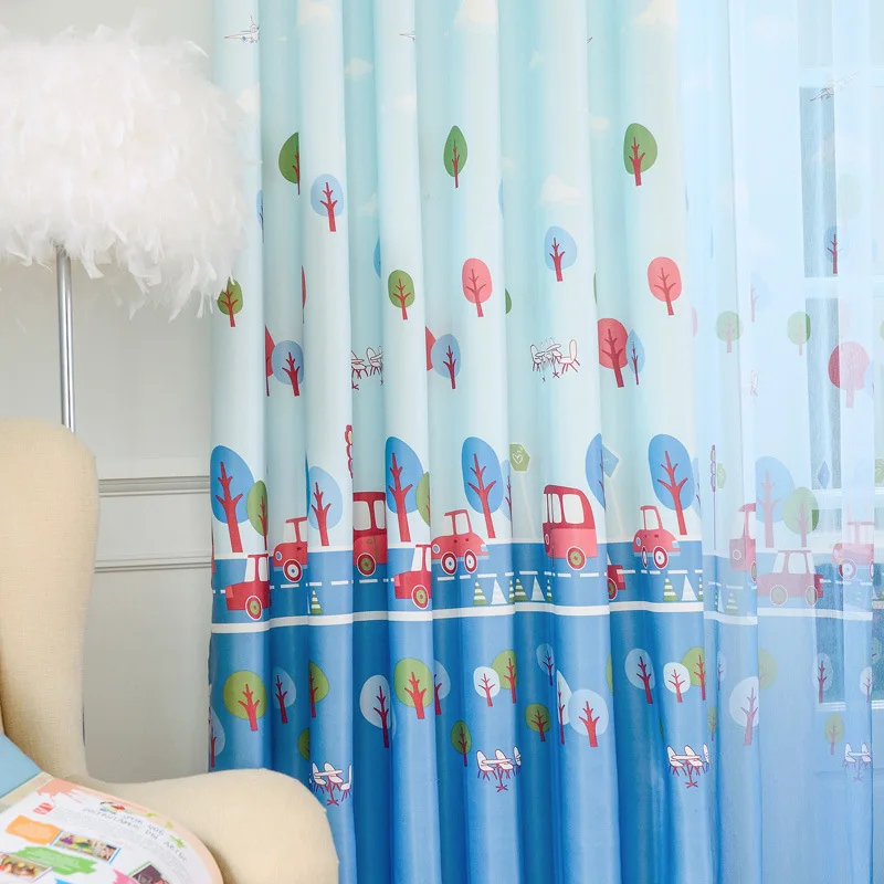 

Cartoon Car Patterns Curtains for Living Dining Room Bedroom The Kindergarten Children Room Blinds