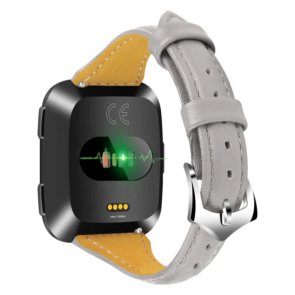 Высококачественный ремешок для часов Fitbit Versa ремешок для браслета Fitbit Versa Смарт-часы кожаный ремешок для наручных часов - Цвет: Gray