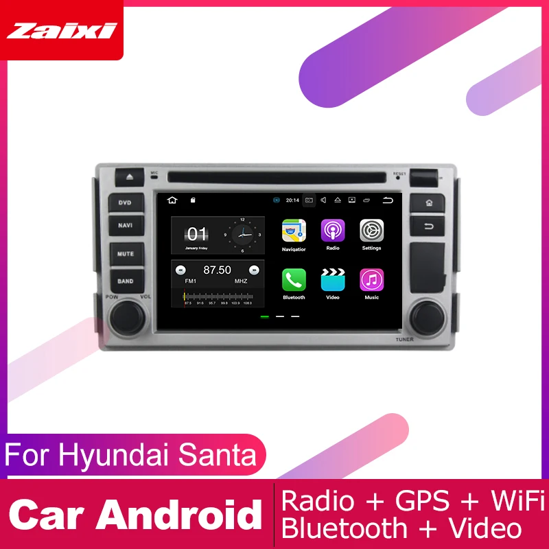 Discount ZaiXi android car dvd gps multimedia player For Hyundai Santa Fe 2006~2012 car dvd navigation radio video audio player Navi Map 2