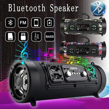 

Hifi Portable Bluetooth Speaker FM Radio Move KTV 3D Sound Unit Wireless Surround TV Sound bar Subwoofer 15W Outdoor Speaker Mic