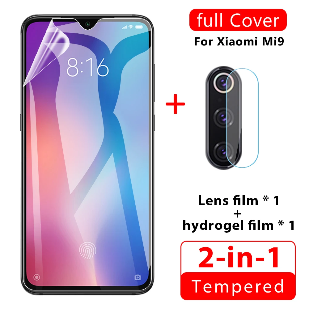 

2 in 1 Thin Hydrogel Film For Xiaomi Redmi Note8 Pro Note 7 Pro Pocophone F1 Clear Camera Lens For Xiaomi Mi9X Mi9 Se CC9 CC9E