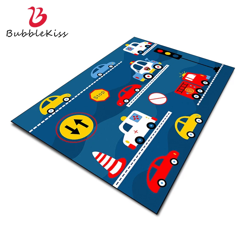 Bubble Kiss Cartoon Car Carpets For Children's Room Blue Creative Crawling Living Area Rugs Bedroom Decoration Floor Mats | Дом и сад