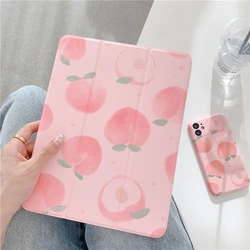 Pêssego bonito para ipad ar 3 10.5 pro 2020 10.9 11 polegada casos 2019 para ipad 2017 2018 9.7 mini 5 capa com lápis slot caso