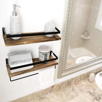 

2-Pack 16 Inch Wooden Floating Shelves Wall Mounted Rustic Wood Wall Shelves 35EC