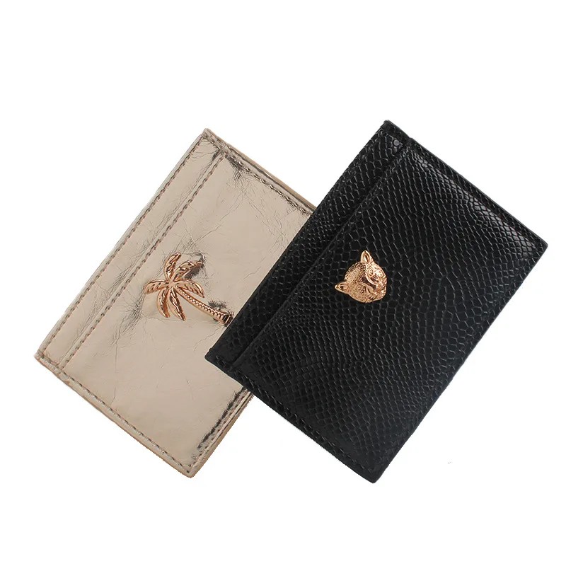 

Western Style Panther Head Solid Color Card Holder Portable Thin Tourism Creative Card Holder RFID Wallet Customizable