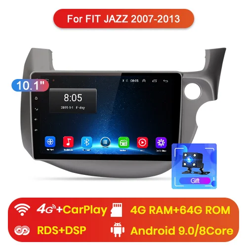 Junsun V1 Android 9,0 2G+ 32G DSP автомобильный Радио Мультимедиа Видео плеер для HONDA FIT JAZZ 2007-2013 навигация gps 2din Авторадио - Цвет: 4G (4GB 64GB)