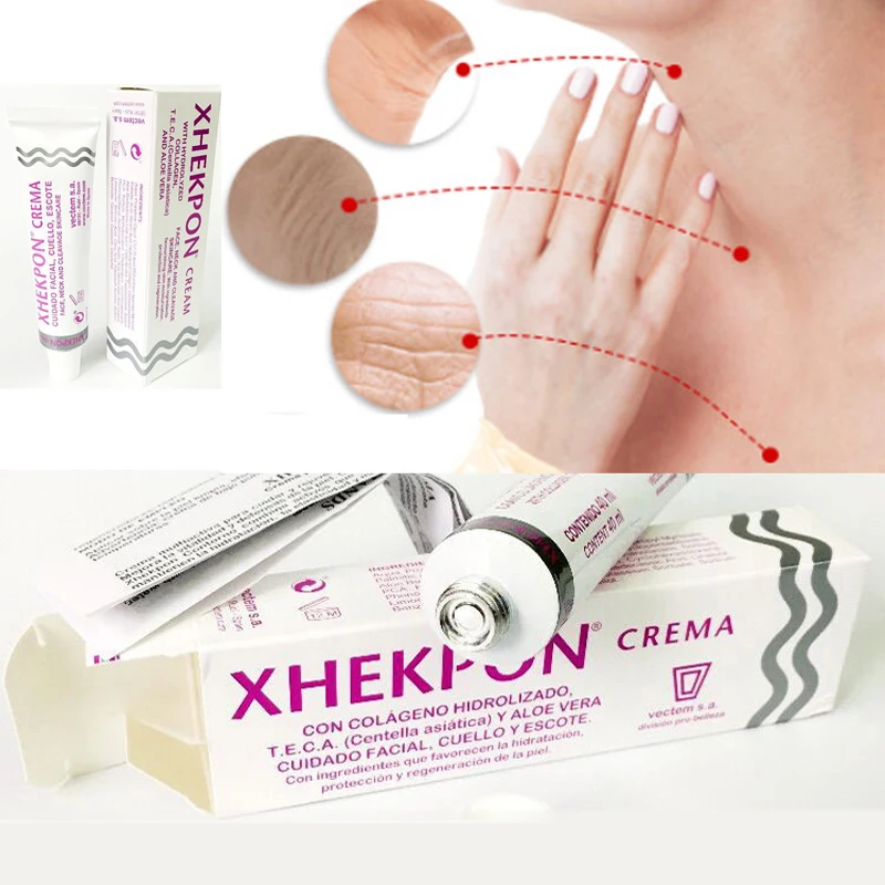 10Pcs Xhekpon Crema Face Neck Cream 40ml Neckline Cream Wrinkle Smooth Anti Aging Whitening Cream Moisturizing Nourishing