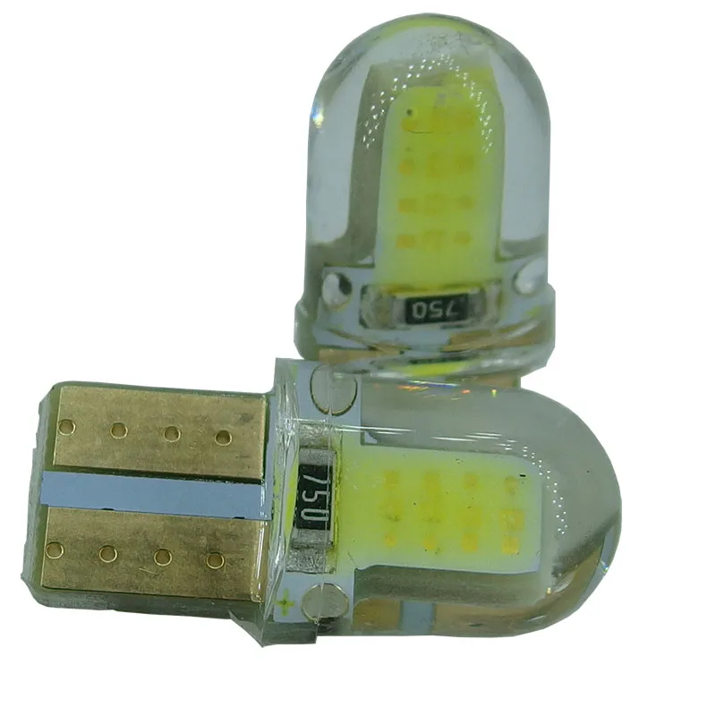 2 шт. T10 LED W5W светодиодные лампы белого цвета 194 168 RGB 5050 с коротким силиконовым