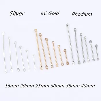 

50pcs 15mm 25mm 30mm 30mm 40mm Silver/Kc Gold/Rhodium Double Cylinder Connecting Rod Metal Earrings Jewelry Making Accessories