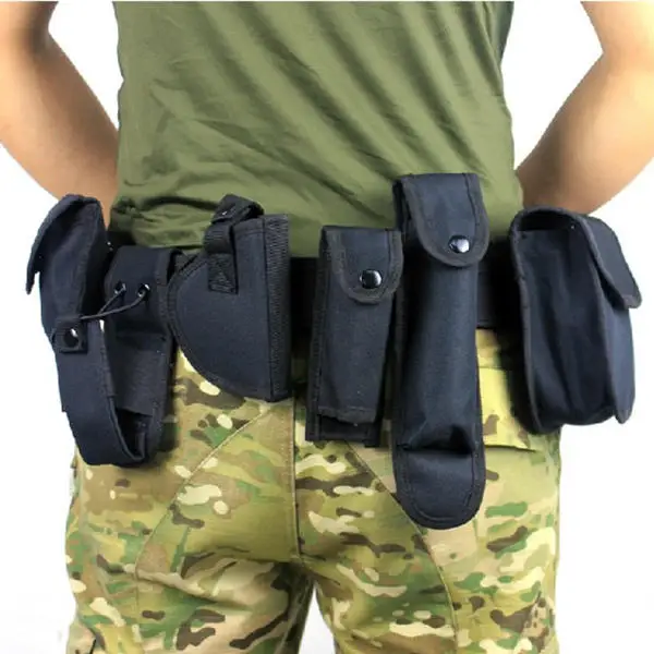 

Tactical Belt With 9 Pouches Outdoor Utility Kit