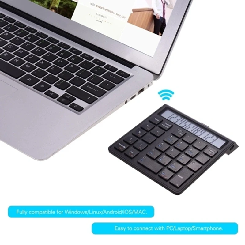  HOT-Wireless Bt 28 Keys Rechargeable Smart Numeric Keypad Keyboard & Calculator Function Data Entry