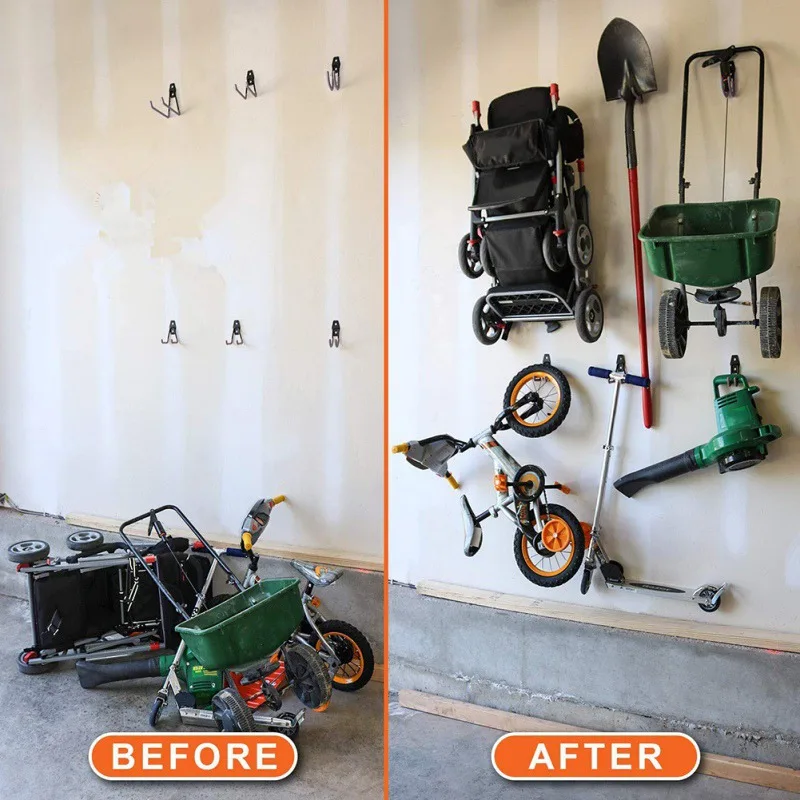

Utility Double Heavy Duty For Power Tools Ladders Bikes Bulk Items Wall Hooks Garage storage hook Steel Garage Storage Hooks