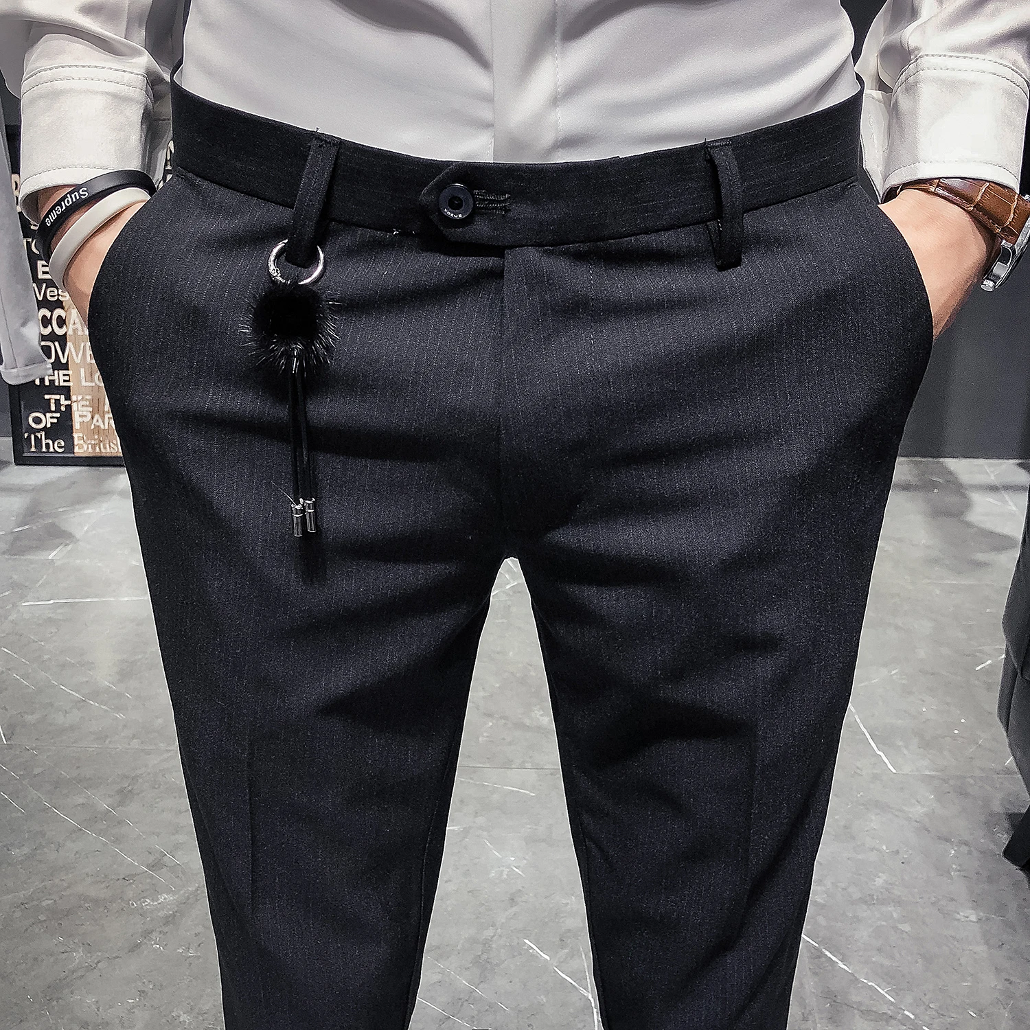 Мужские брюки, облегающие офисные брюки, мужские Формальные Элегантные брюки, клетчатые повседневные мужские брюки, мужские брюки