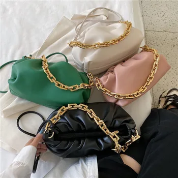 

Women Luxury Designer Cloud Clutch Bag 2020 new Hot New Fashion Ladies Thick Chain Shoulder Bag Soft PU Women Handbag Tote