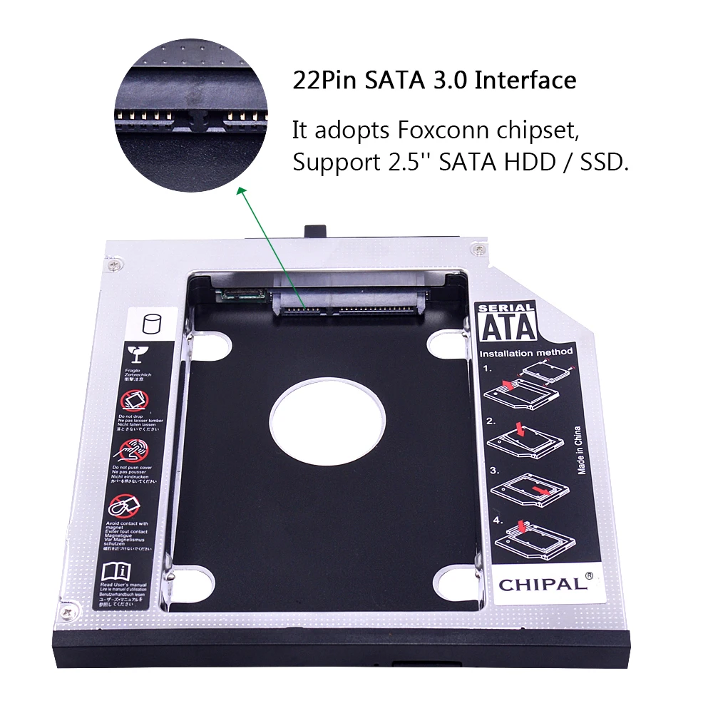 CHIPAL алюминиевый 2 й HDD Caddy 12 7 мм SATA 3 0 для 5 ''SSD корпус Lenovo ThinkPad T420 T430 T520 T530 DVD
