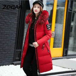 Зимние женские пуховики, зимняя куртка, большое меховое толстое изящное длинное пальто, модная женская длинная верхняя одежда на молнии с