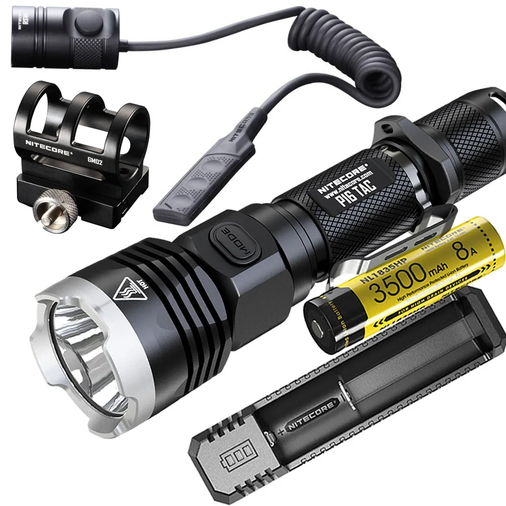 Тактическая вспышка NITECORE P16TAC P16 TAC CREE XM L2 max 1000 люмен расстояние луча 300 м уличный