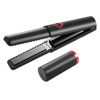 

USB Portable Hair Curling Iron 2 in 1 Hair Curler and Straightener Cordless Flat Iron for Home Travel