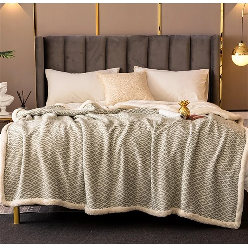 120X180 см, большой размер, толстое шерстяное вязаное зимнее одеяло, детское кашемировое постельное белье, Стёганое одеяло с серым бриллиантом для дивана, теплая кровать