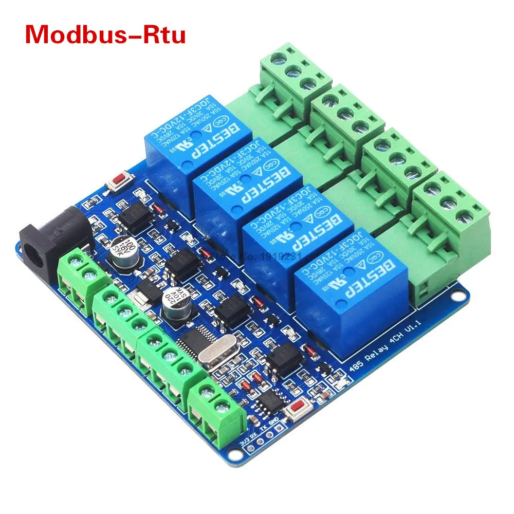 Modbus Rtu 4 канальный 12 В релейный модуль переключатель входа/выхода RS485 / TTL