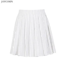 JAYCOSIN элегантные вечерние короткие юбки с высокой талией, женская модная сексуальная Полосатая юбка на молнии выше колена, плиссированная юбка со складками, один из комплектов