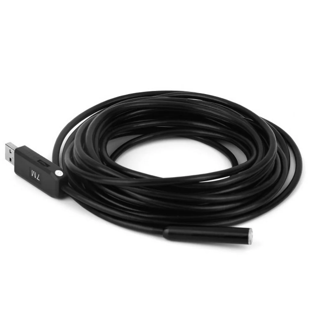 USB эндоскоп объектив 10 мм мини камера 7 м длина Cmos водонепроницаемый IP67 ПК бороскоп инспекционная змея видео камера ночное видение Windows