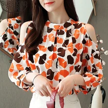 Женская блузка, женские топы, шифоновая блузка для женщин, Топы harajuku blusas femininas, рубашки для женщин, с принтом, повседневная 4937 50
